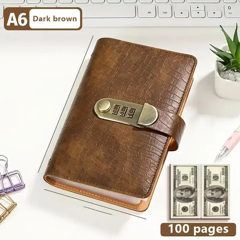 A6 Compact Locked Savings Notebook Binder with Built-In Lock - 50 Sheets/100 Pages Financial Organizer, Easy Budgeting Tool for Beginners, Cool Office Accounting Supplies