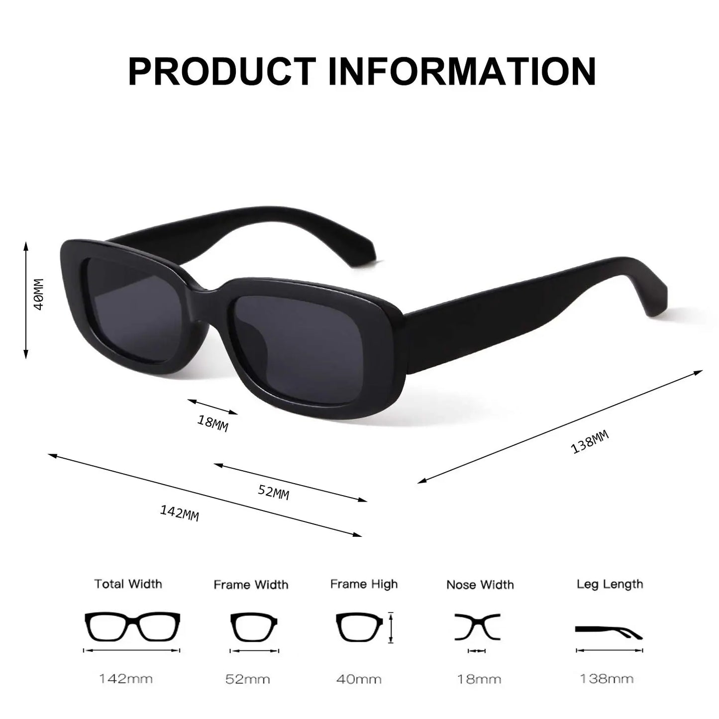Rectangle Sunglasses for Women Retro Driving Glasses - 90S Vintage Narrow Square Frame - Aesthetic Fashion Eyewear for Streetwear & Travel