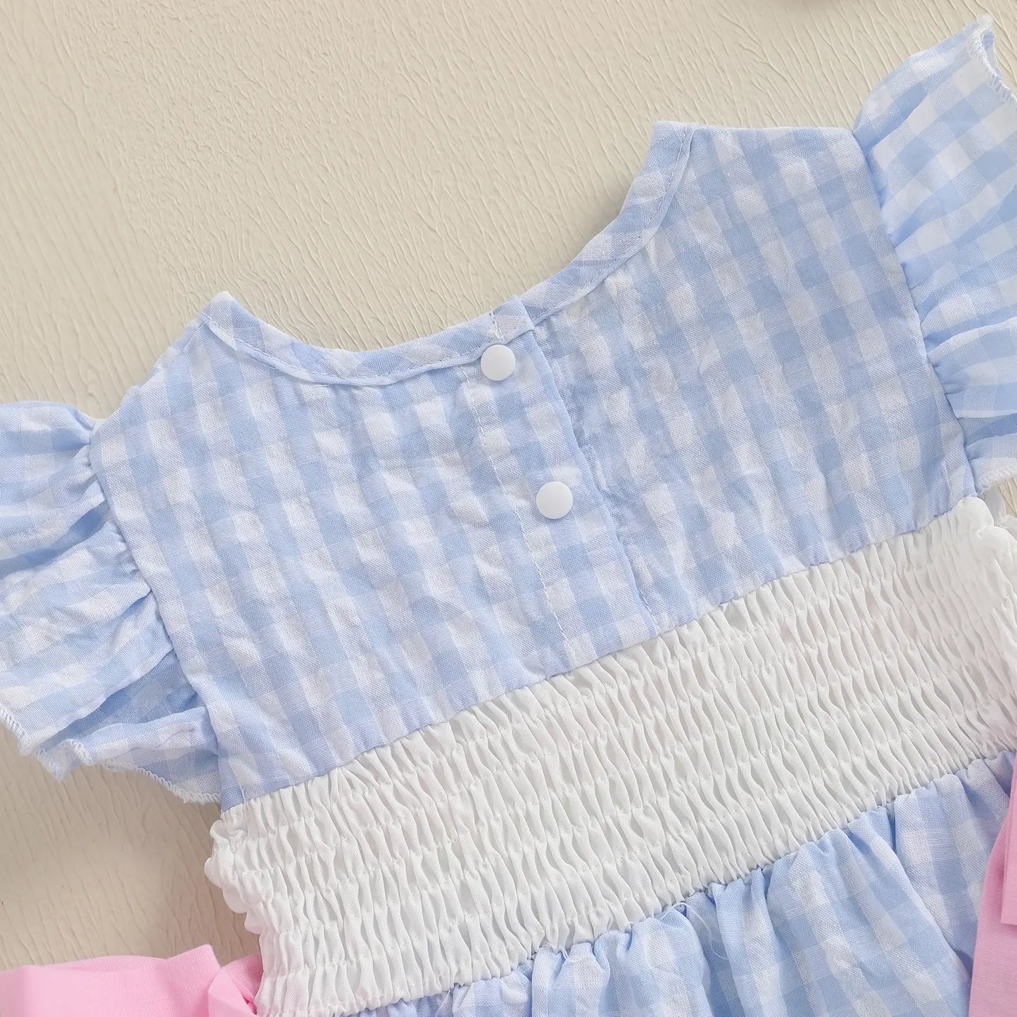 Baby Girls Rompers Easter Clothes Rabbit Embroidery Plaid Fly Sleeve Summer Bodysuits Jumpsuits Plaid Bubble Romper Shamrock Embroidery Irish Day Spring Clothes