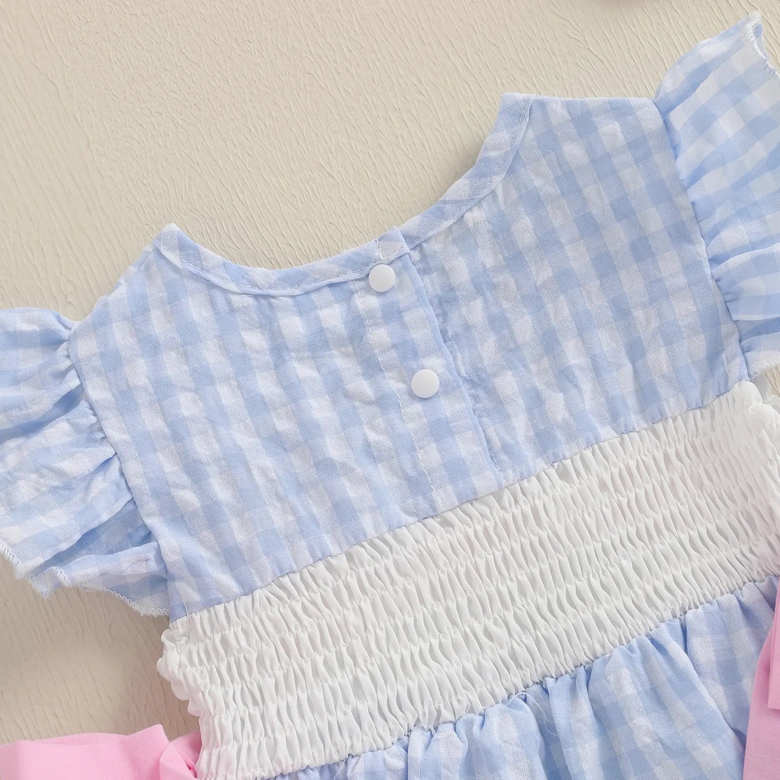 Baby Girls Rompers Easter Clothes Rabbit Embroidery Plaid Fly Sleeve Summer Bodysuits Jumpsuits Plaid Bubble Romper Shamrock Embroidery Irish Day Spring Clothes