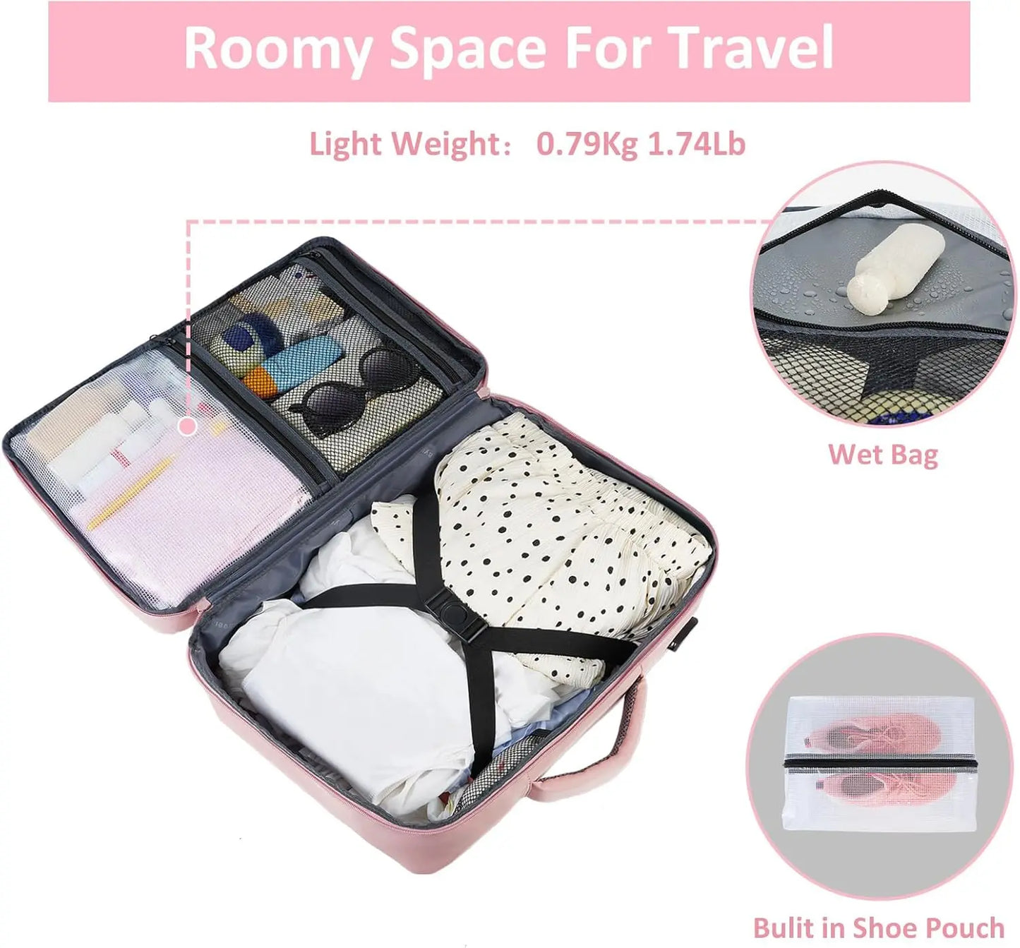 Taygeer Travel Backpack for Women, Carry on Backpack with USB Charging Port & Shoe Pouch, TSA 15.6Inch Laptop Mochila Flight Approved, Nurse Bag Casual Daypack for Weekender Business Hiking, Pink