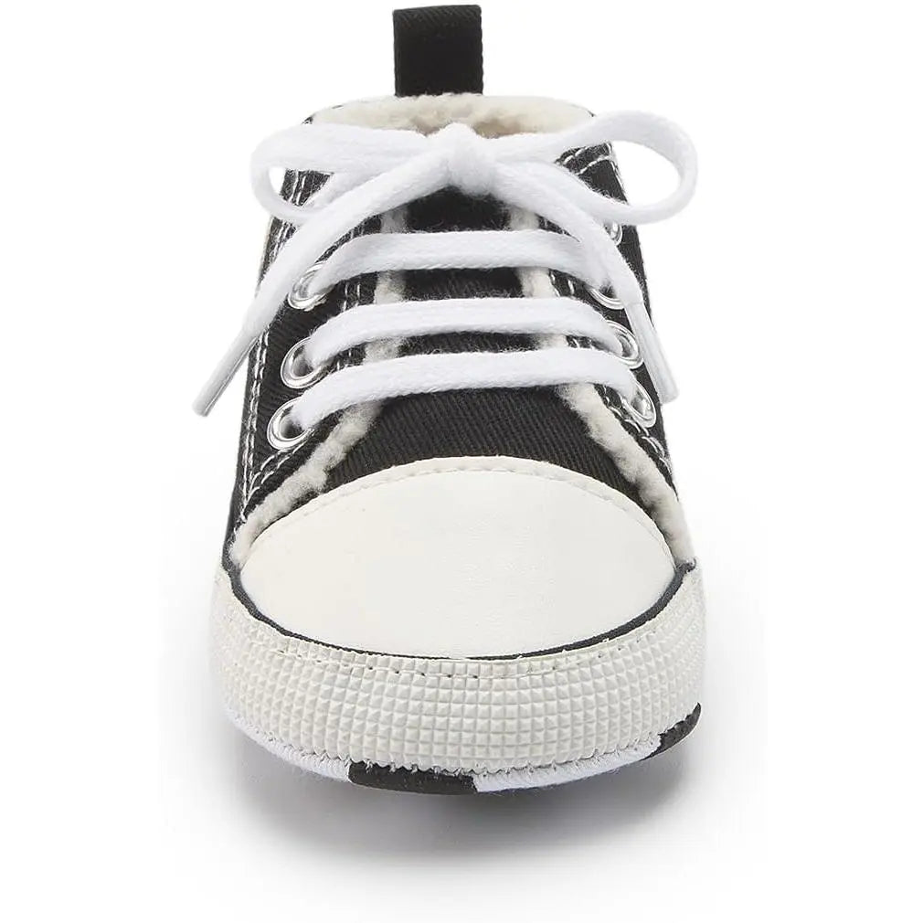 Unisex Baby High Top Sneakers Soft Non Slip Sole Newborn Toddler Canvas Denim First Walker Shoes