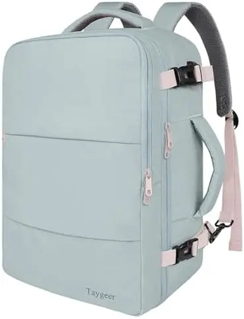 Taygeer Travel Backpack for Women, Carry on Backpack with USB Charging Port & Shoe Pouch, TSA 15.6Inch Laptop Mochila Flight Approved, Nurse Bag Casual Daypack for Weekender Business Hiking, Pink