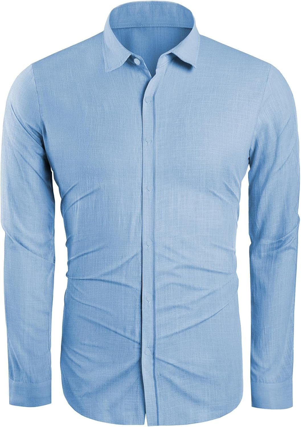 Mens Button down Shirt Linen Cotton Shirts Casual Long Sleeve Tops | Casual,V Neck, Lightweight, Soild Color, Soft, Spread Collar Design, Breathable Fabric, for Summer Beach, Vacation, Wedding