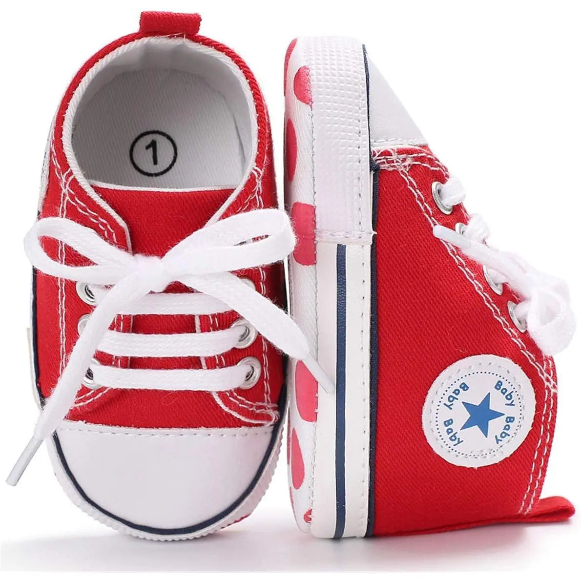 Unisex Baby High Top Sneakers Soft Non Slip Sole Newborn Toddler Canvas Denim First Walker Shoes