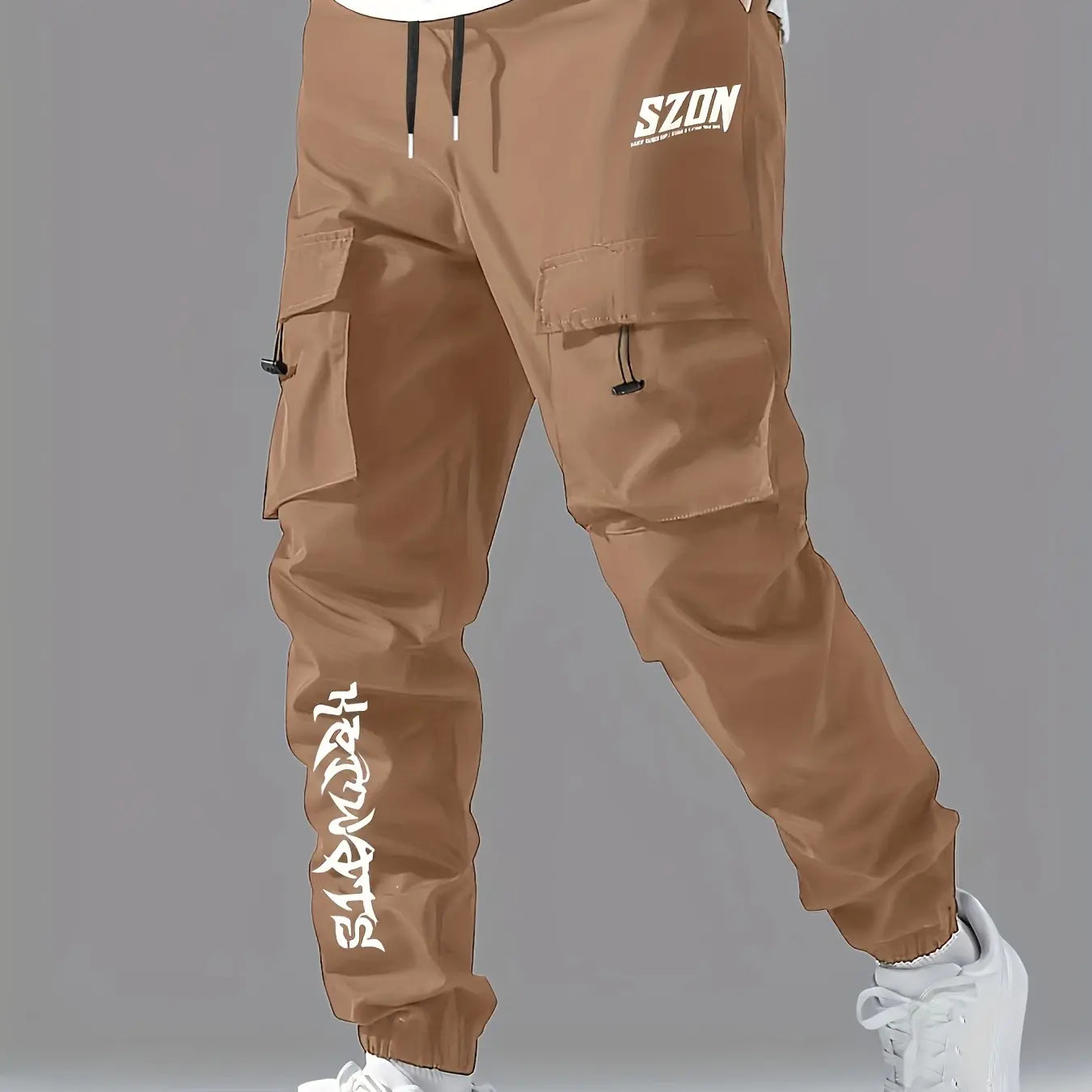 Men'S Casual Letter Print Multi-Pocket Cargo Pants Menswear Pantalones Para Hombre Mens Pants