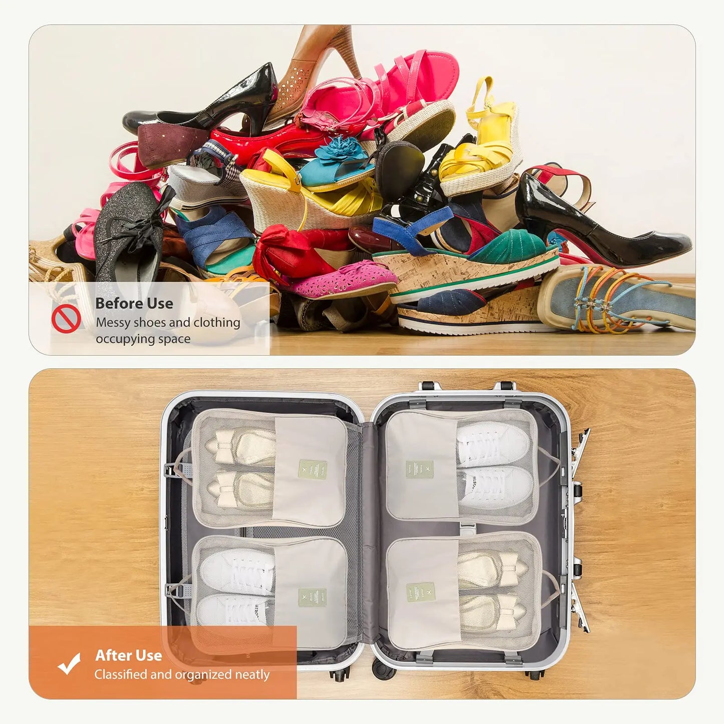 Shoe Bags for Travel,Shoe Bag Holds 3 Pair of Shoes,Shoe Storage Pouch for Travel and Daily Use,Shoe Organizer Travel Essentials for Packing in Suitcase,Waterproof