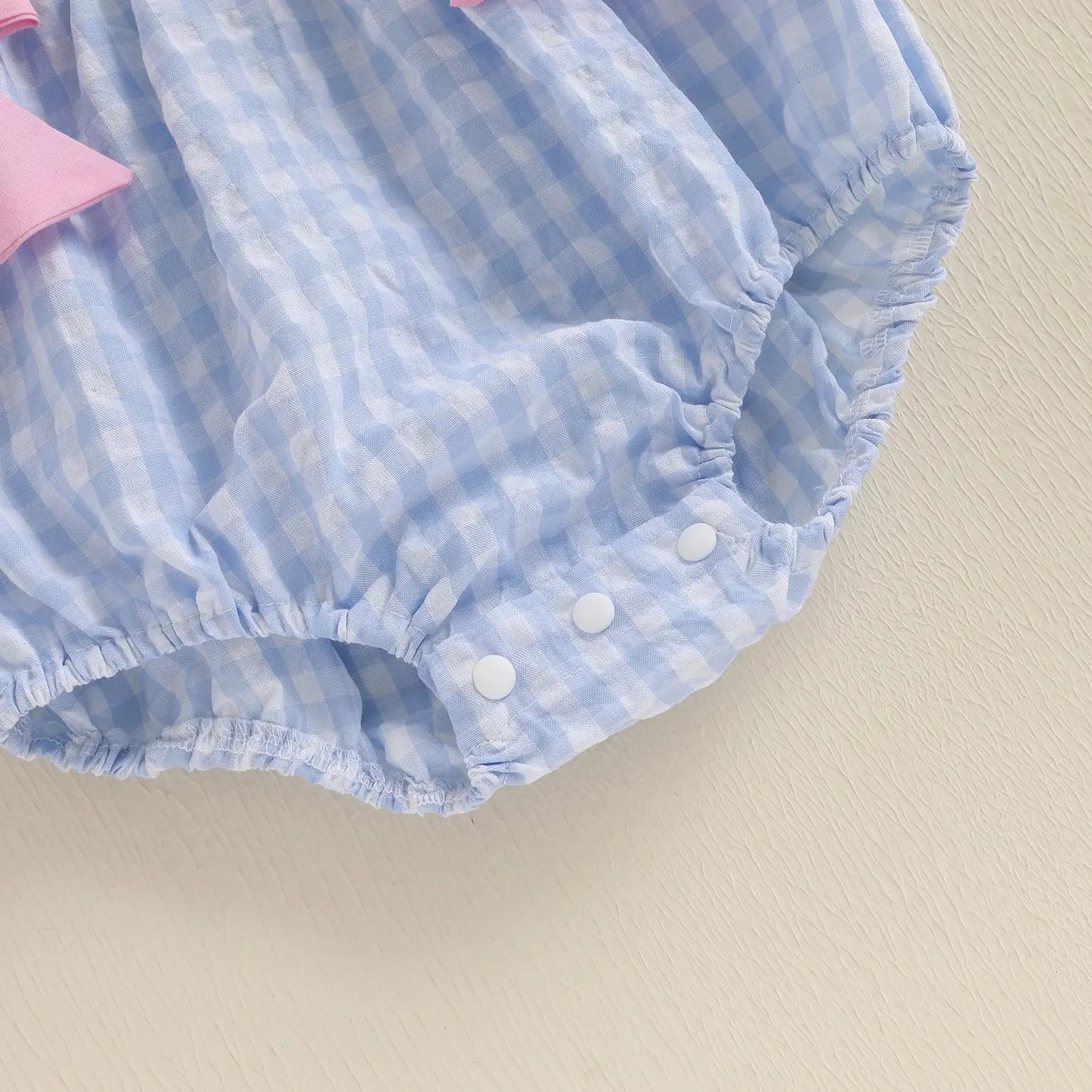 Baby Girls Rompers Easter Clothes Rabbit Embroidery Plaid Fly Sleeve Summer Bodysuits Jumpsuits Plaid Bubble Romper Shamrock Embroidery Irish Day Spring Clothes