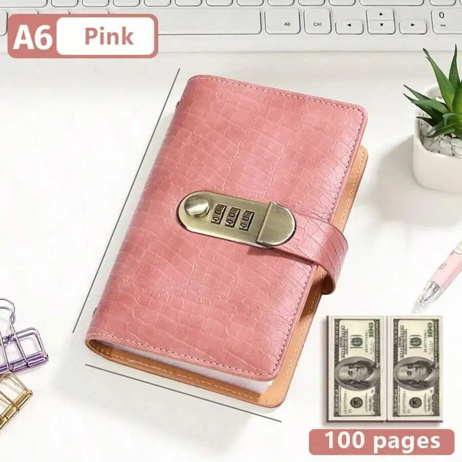 A6 Compact Locked Savings Notebook Binder with Built-In Lock - 50 Sheets/100 Pages Financial Organizer, Easy Budgeting Tool for Beginners, Cool Office Accounting Supplies