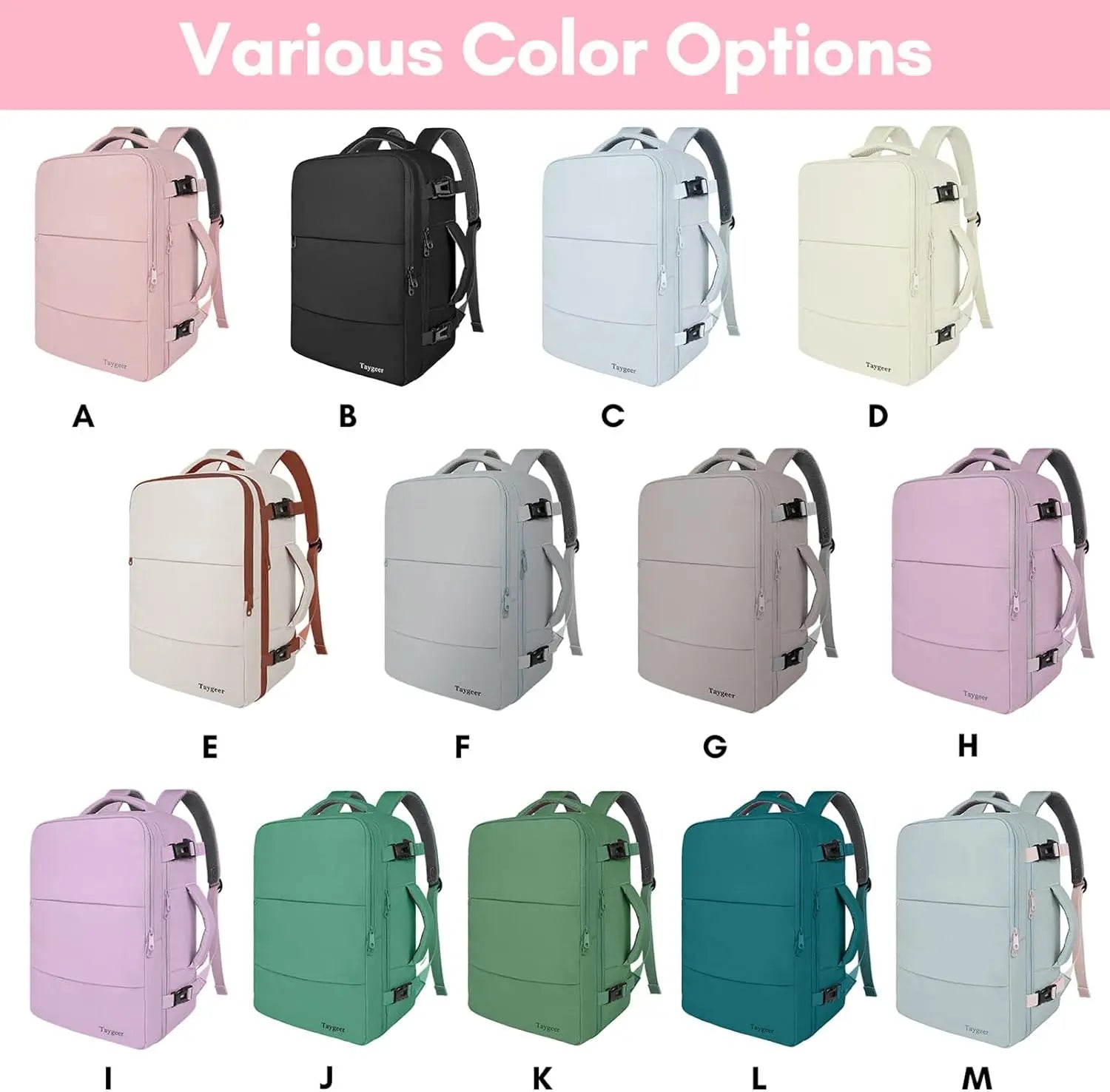 Taygeer Travel Backpack for Women, Carry on Backpack with USB Charging Port & Shoe Pouch, TSA 15.6Inch Laptop Mochila Flight Approved, Nurse Bag Casual Daypack for Weekender Business Hiking, Pink