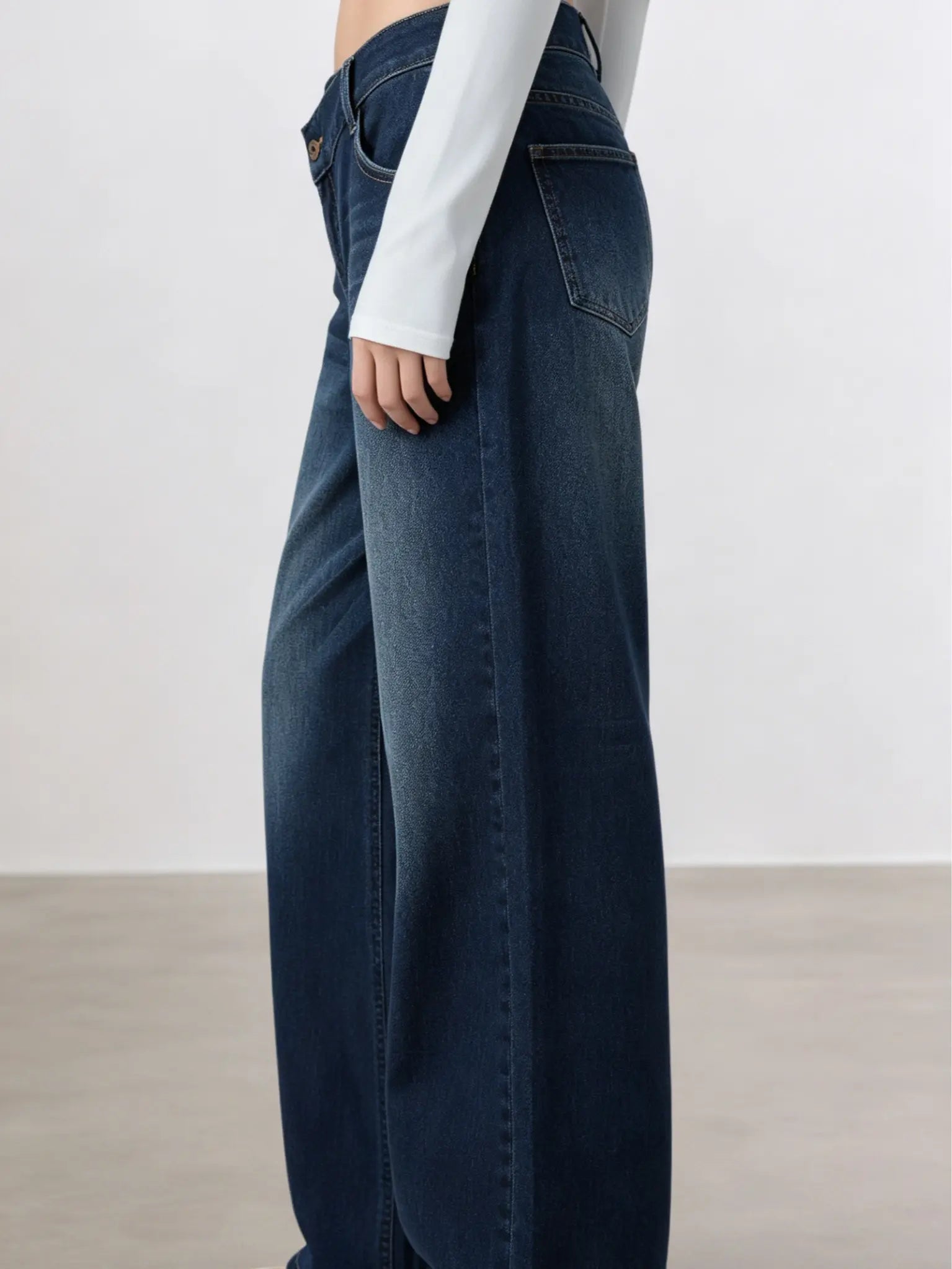 Women'S 2000S Low-Rise Loose Wide-Leg Dark Wash Denim Jeans - Fashion Trouser Pants with Sparkly Rhinestone Cable Print, Slimming Retro Flared Bottoms for Casual Enthusiasts