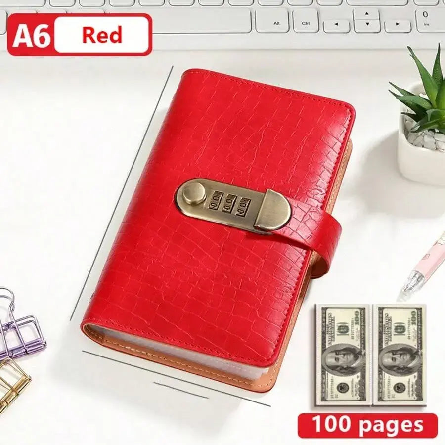 A6 Compact Locked Savings Notebook Binder with Built-In Lock - 50 Sheets/100 Pages Financial Organizer, Easy Budgeting Tool for Beginners, Cool Office Accounting Supplies