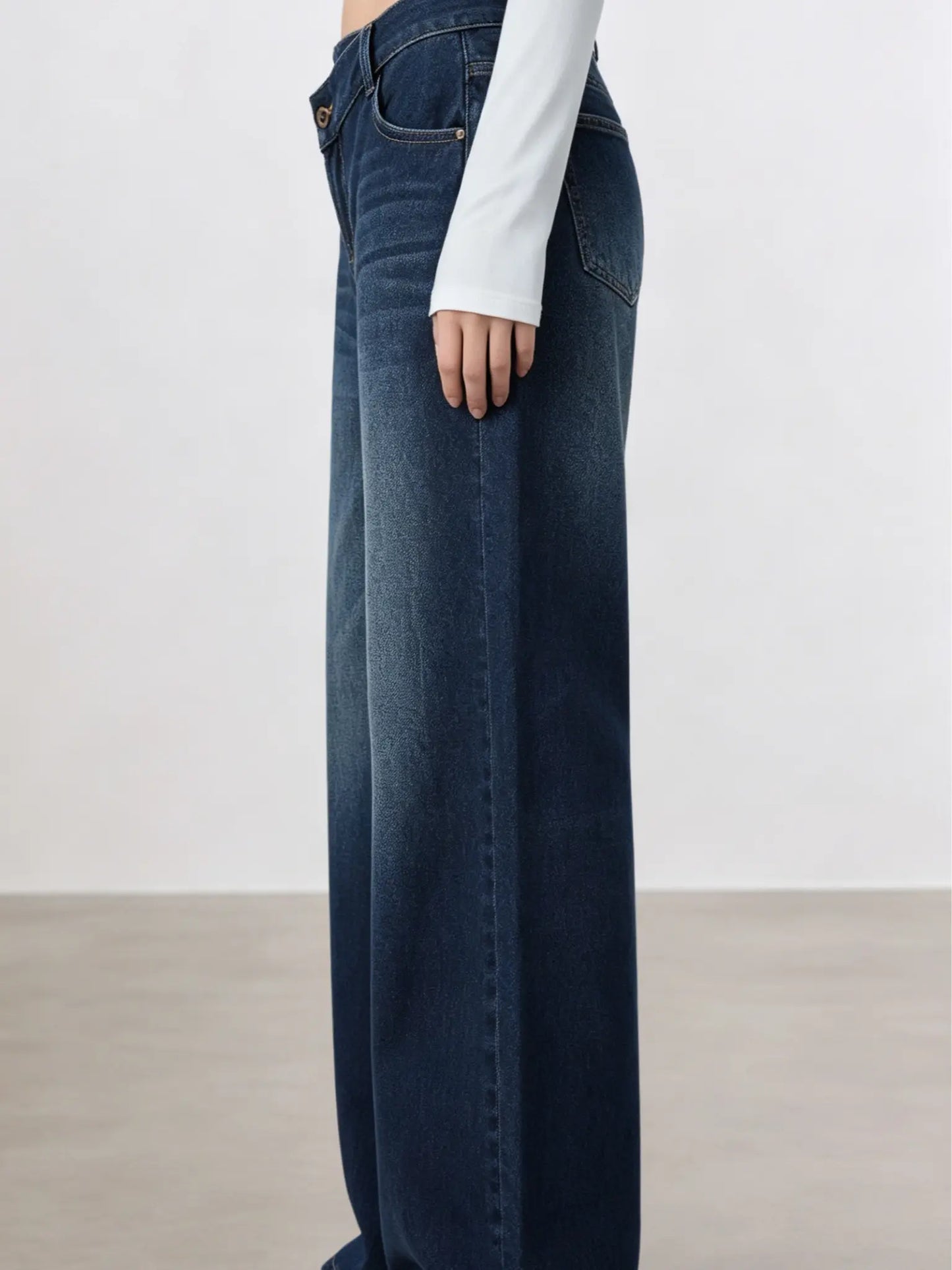 Women'S 2000S Low-Rise Loose Wide-Leg Dark Wash Denim Jeans - Fashion Trouser Pants with Sparkly Rhinestone Cable Print, Slimming Retro Flared Bottoms for Casual Enthusiasts