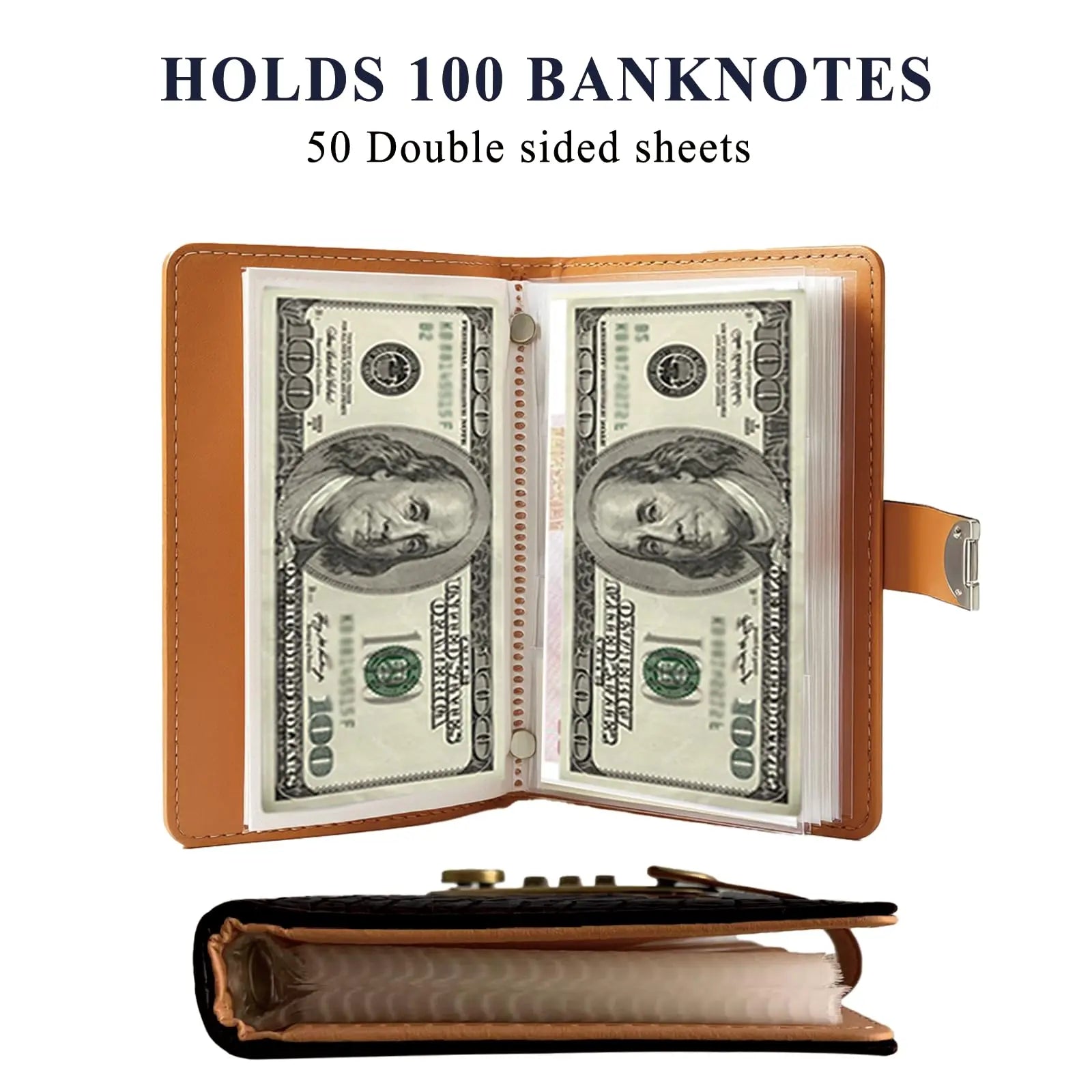 A6 Compact Locked Savings Notebook Binder with Built-In Lock - 50 Sheets/100 Pages Financial Organizer, Easy Budgeting Tool for Beginners, Cool Office Accounting Supplies