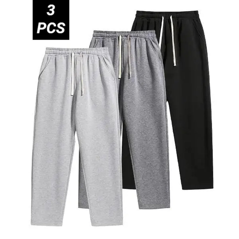 Men'S 3-Pack Sweatpants - Grey & Black Elastic Waistband with Drawstring for Everyday Casual Wear Sports Bottoms Work Holiday Party Outfit Pants Men Mens Pants Pants for Men Cargo Pants for Men Pants Para Hombre Work Pants for Men Pantalones Para El Frio